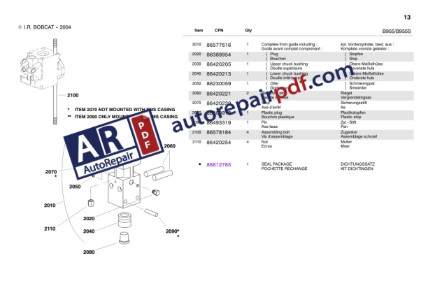 Bobcat Breaker B290 till B1400 Parts Manual 4950119 EN-2