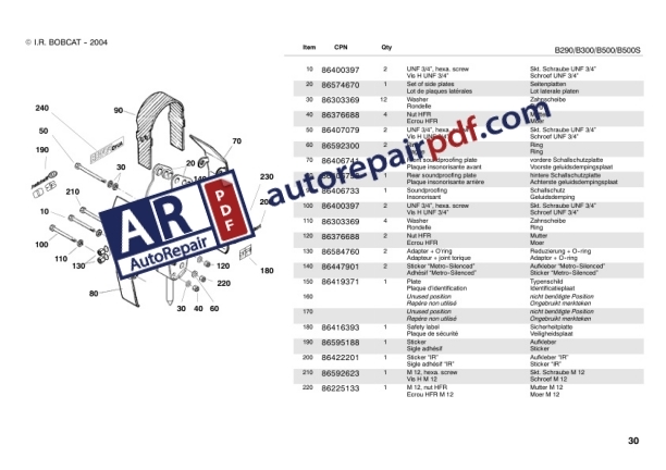 Bobcat Breaker B290 till B1400 Parts Manual 4950119 EN-3