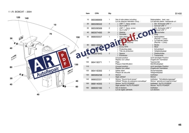 Bobcat Breaker B290 till B1400 Parts Manual 4950119 EN-4