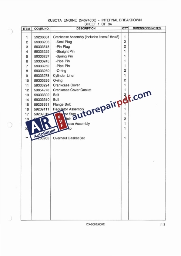 Bobcat BT Walk Behind Duplex Rollers BT600 DX500E DX600E Parts Manual-3