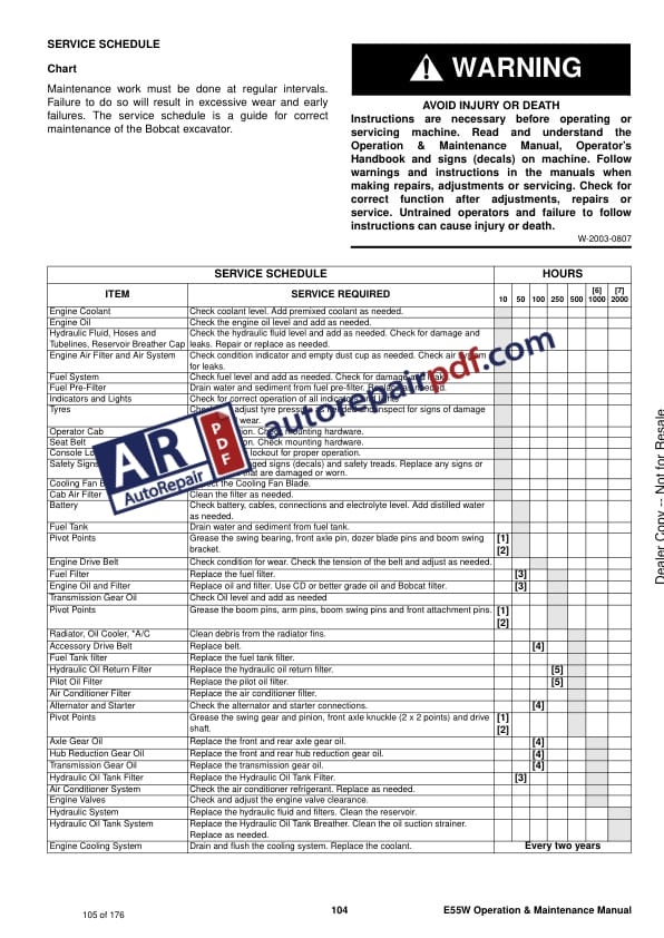 Bobcat Excavator E55W Operation and Maintenance Manual 6987390 EN GB-4