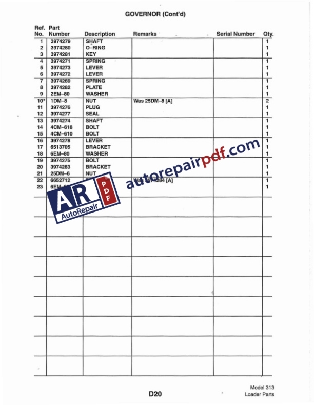 Bobcat Loader 313 Parts Manual-4