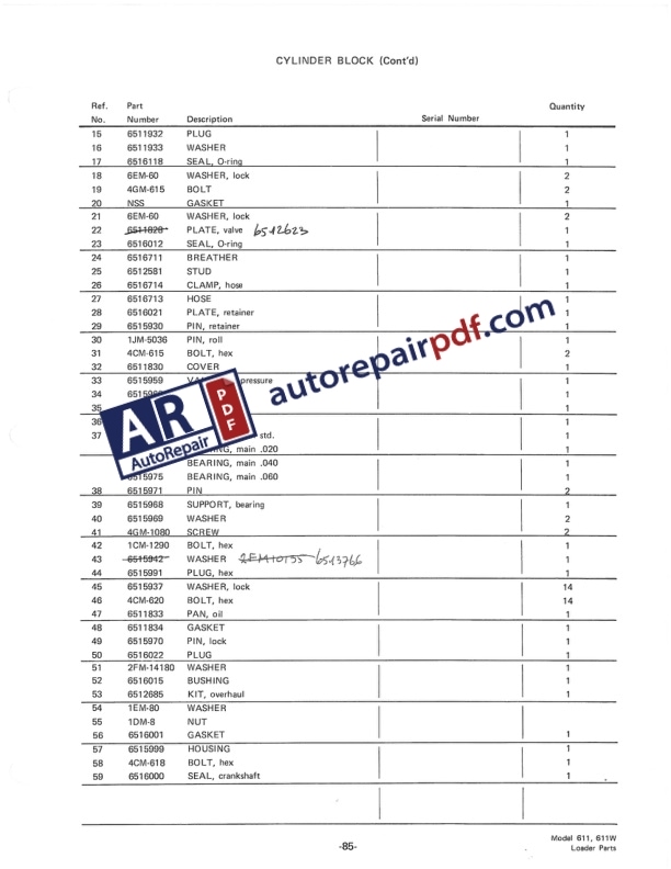 Bobcat Loader 611 611W Spare Parts Catalog-3