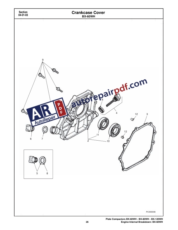 Bobcat Plate Compactor BX-60WH BX-80WH BX-120WH Parts Manual 80025984-3