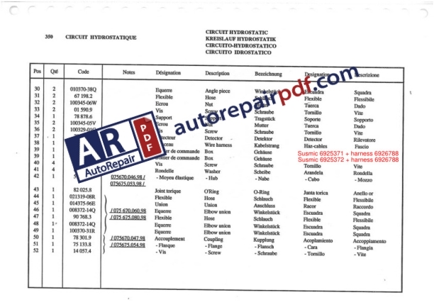 Bobcat Sambron TeleHandler T3071 T3093(L) Spare Parts Catalog 93690.9-3