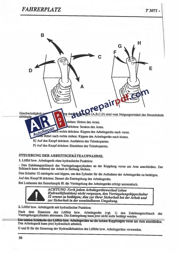 Bobcat Telescopic Handler T3071 T3093 T3093L T3093CD User Manual DE-3